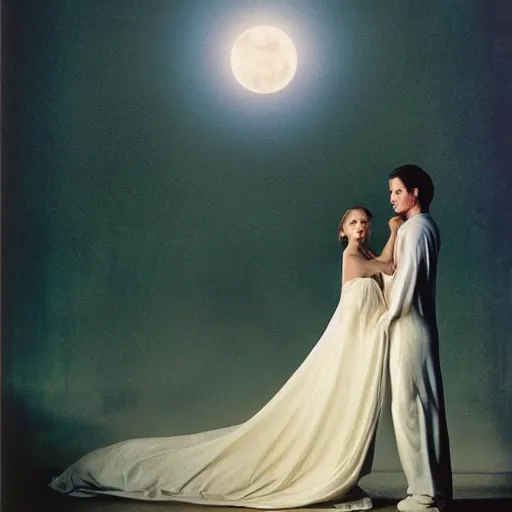 Prompt: Endymion and Selene by Annie Leibovitz