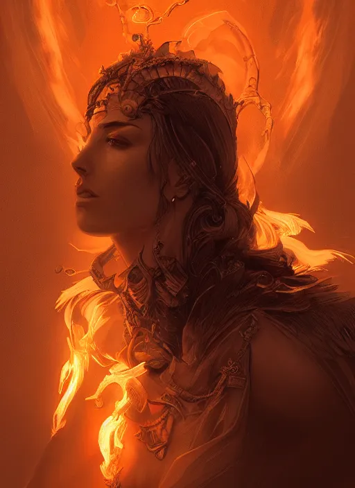 Image similar to portrait, goddess of fire and death, Dynamic lighting, cinematic, establishing shot, extremely high detail, photo realistic, cinematic lighting, pen and ink, intricate line drawings, post processed, concept art, artstation, matte painting, style by Raphael Lacoste, Eddie Mendoza