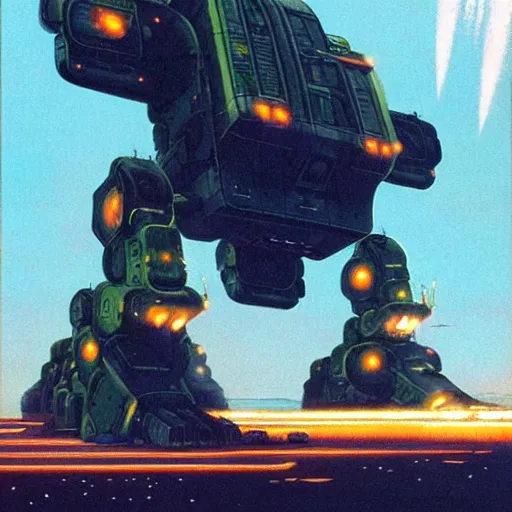 Prompt: giant robot attacks schoolbus, chris foss, john harris, beeple, wayne barlowe