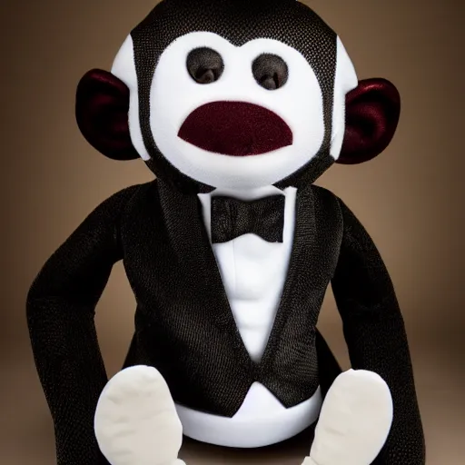 Prompt: monkey wearing a tuxedo, studio photography,
