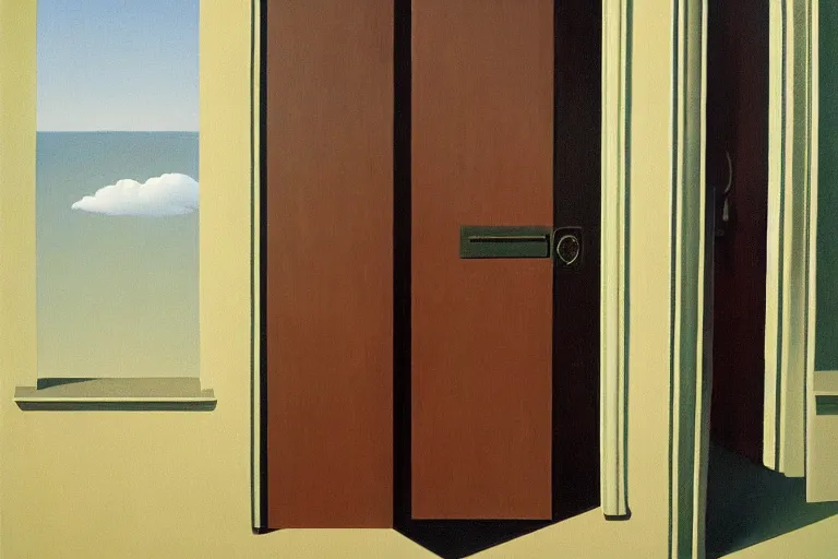 Image similar to the door by rene magritte, detailed painting, hd, hq, high resolution, high detail, 4 k, 8 k