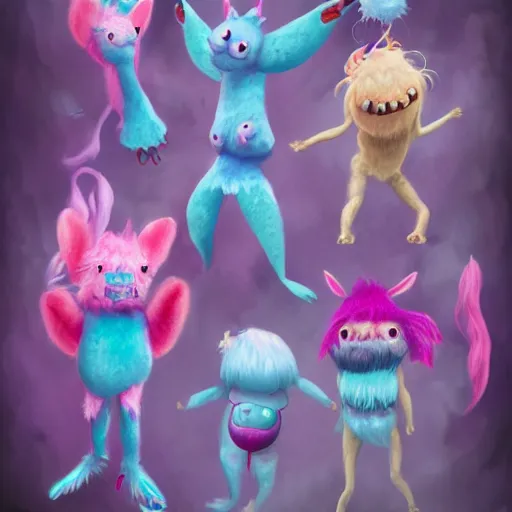 Image similar to cotton candy creatures, deviantart