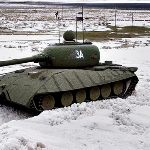 Image similar to photo of Challenger 2 tank in arctic camouflage