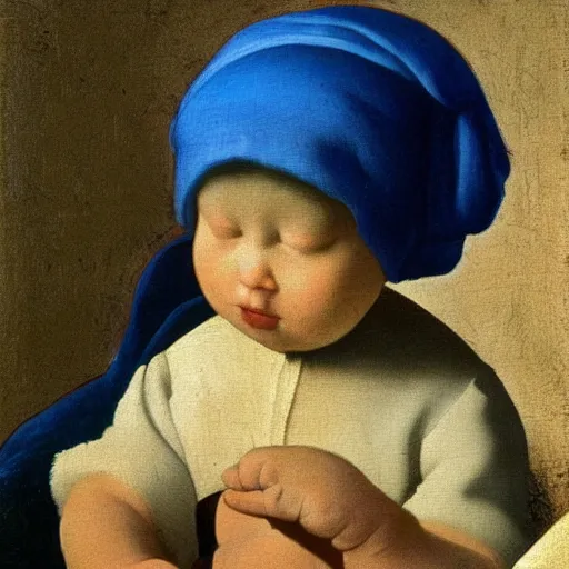 Image similar to baby Einstein, Vermeer painting, high quality