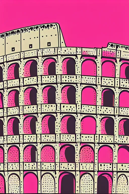 Image similar to minimalist boho style art of colorful colosseum, illustration, vector art