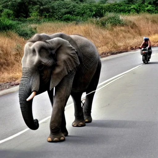 Image similar to elephant riding a bike