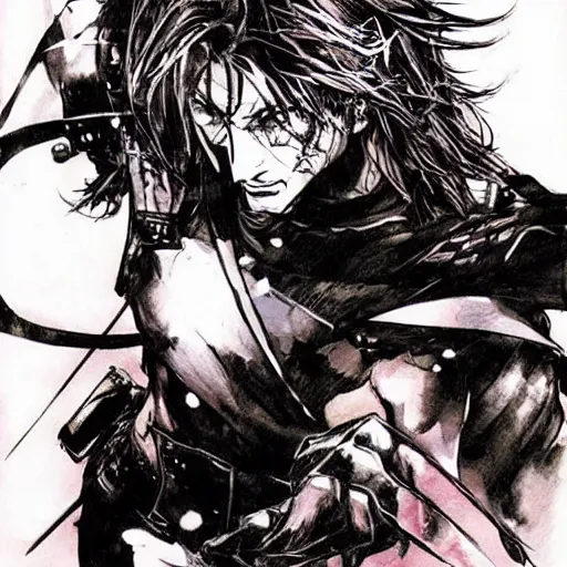 Image similar to Terrified knight, Yoji Shinkawa manga art, style of Ink