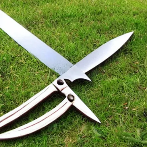 Image similar to impractical fantasy sword with a zig-zag blade, blade shaped like the letter w