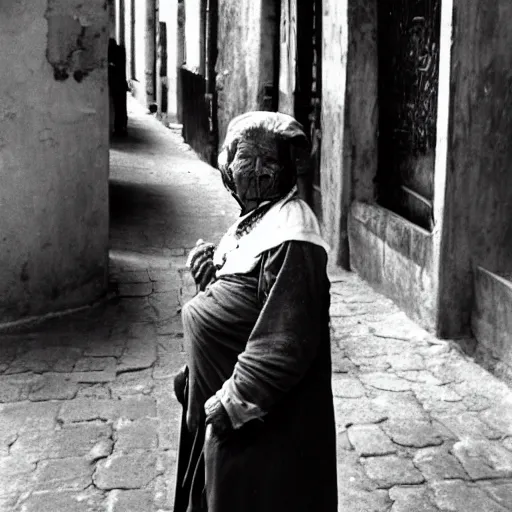 Prompt: old lady in copabana photographed by henri cartier - bresson