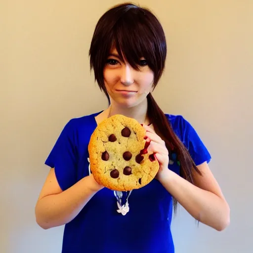 Image similar to anime girl with a chocolate chip cookie