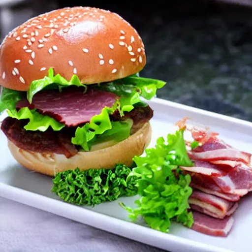 Image similar to hamburger made with ham