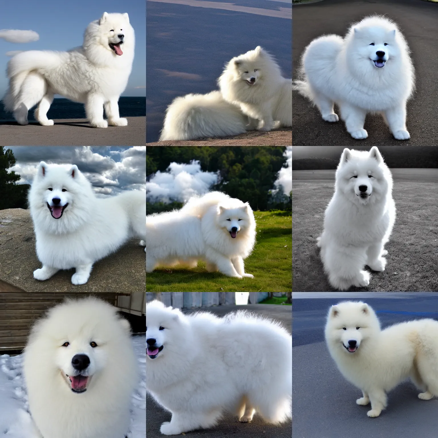 Prompt: clouds samoyed is clouds clouds clouds, fur is clouds clouds clouds, photo