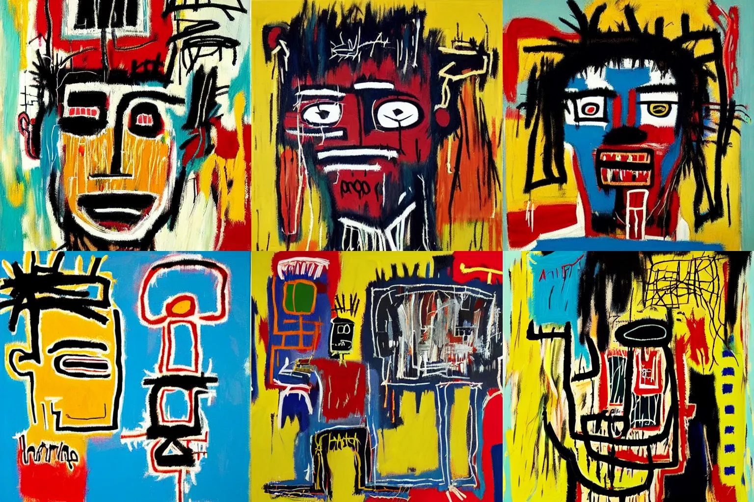 Prompt: highly detailed paintings by Jean-Michel Basquiat