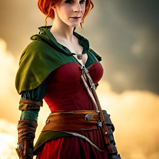 Image similar to Triss Merigold cosplay by Emma Watson, 8k, professional photography, cinematic studio shot