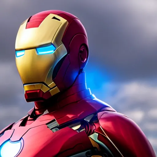 Image similar to iron man wearing a spider - man mask, 4 k realistic photo