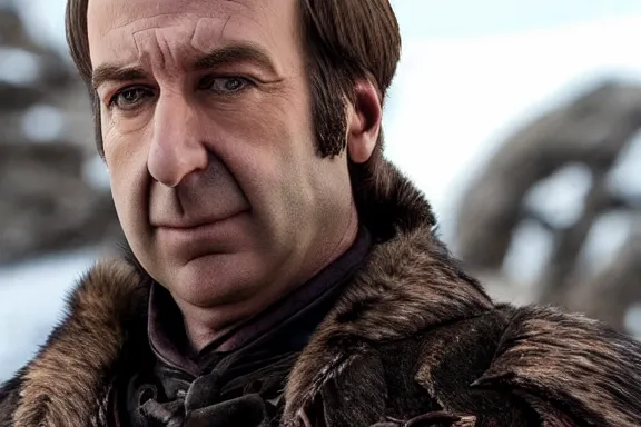 Prompt: “ very photorealistic photo of saul goodman in game of thrones, award - winning details ”