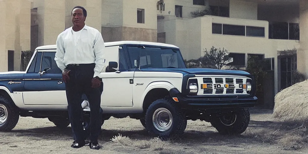 Prompt: “OJ Simpson standing in front of a white 2022 Ford Bronco, ultra realistic, 4K”