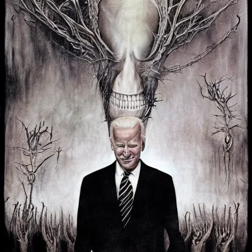 Prompt: Joe Biden!!!!!!!!!!!!!!!!!, by Stephen Gammell and H.R Giger