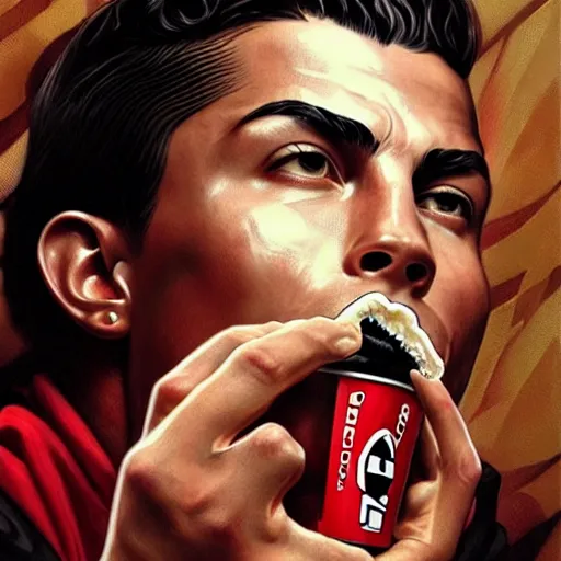 Cristiano Ronaldo eating a mighty zinger from KFC, | Stable Diffusion ...