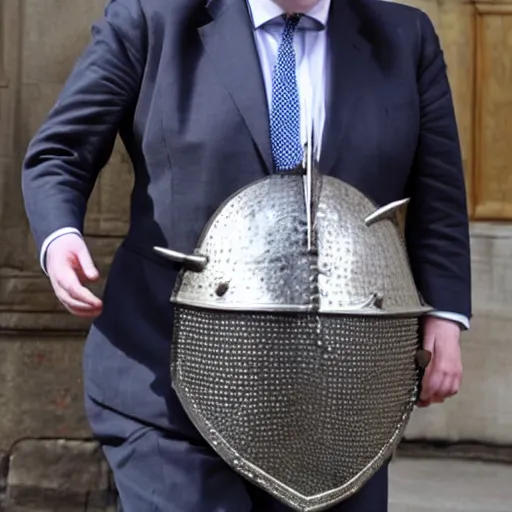 Prompt: Boris Johnson with armour like a medieval knight, photo