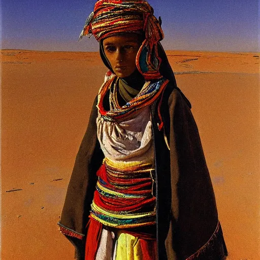Prompt: tuareg girl in traditional clothes, vasily vereshchagin
