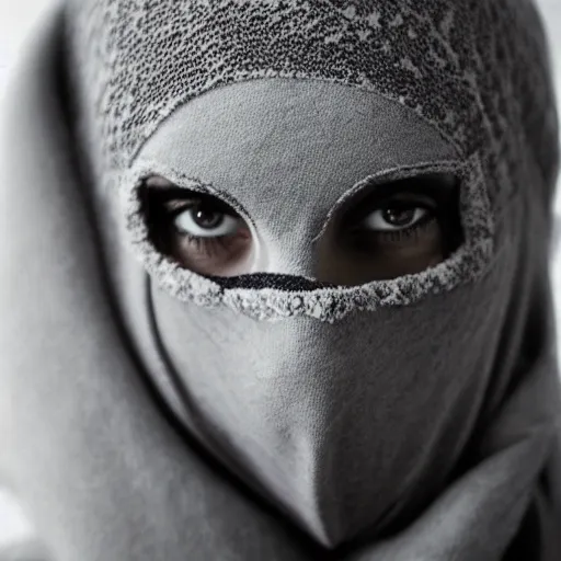 Prompt: female balaclava photography portrait, epic film still