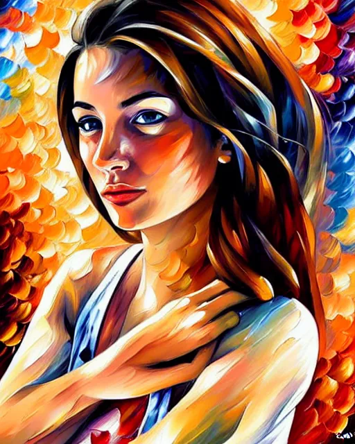 Image similar to girl artwork by leonid afremov, artwork by sandra chevrier, golden hour, illustration, highly detailed, simple, no jagged lines, vector art, smooth, artstation