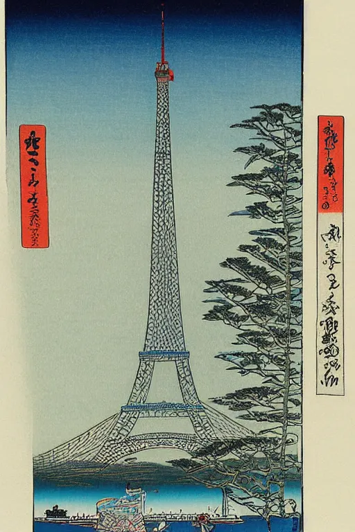 Image similar to effel tower by hiroshige utakawa