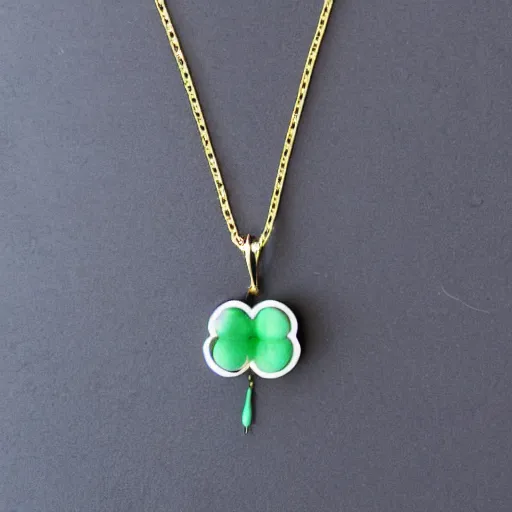 Image similar to simple embroidered clover necklace with jade stone