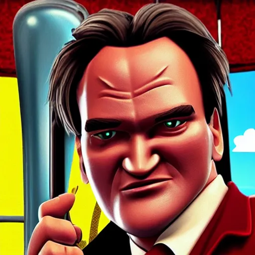 Image similar to quentin tarantino in the videogame hello neighbor