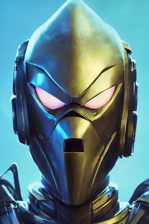 Image similar to epic mask helmet robot ninja portrait stylized as fornite style game design fanart by concept artist gervasio canda, behance hd by jesper ejsing, by rhads, makoto shinkai and lois van baarle, ilya kuvshinov, rossdraws global illumination radiating a glowing aura global illumination ray tracing hdr render in unreal engine 5