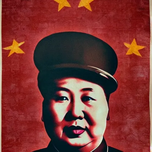 Prompt: portrait of chairman mao with the face of marilyn monroe a psychdelic poster