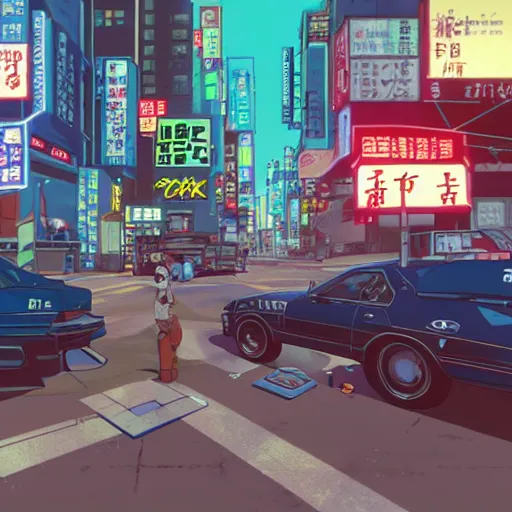 Prompt: 1999 Video Game Screenshot, Anime Neo-tokyo bank robbers vs police shootout, bags of money, Police Shot, Violent, Action, MP5S, FLCL, Highly Detailed, 8k :4 by Katsuhiro Otomo + Studio Gainax + Arc System Works : 8