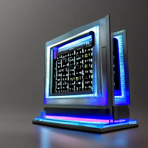 Prompt: a quantum desktop computer, technical detailed render, 8k