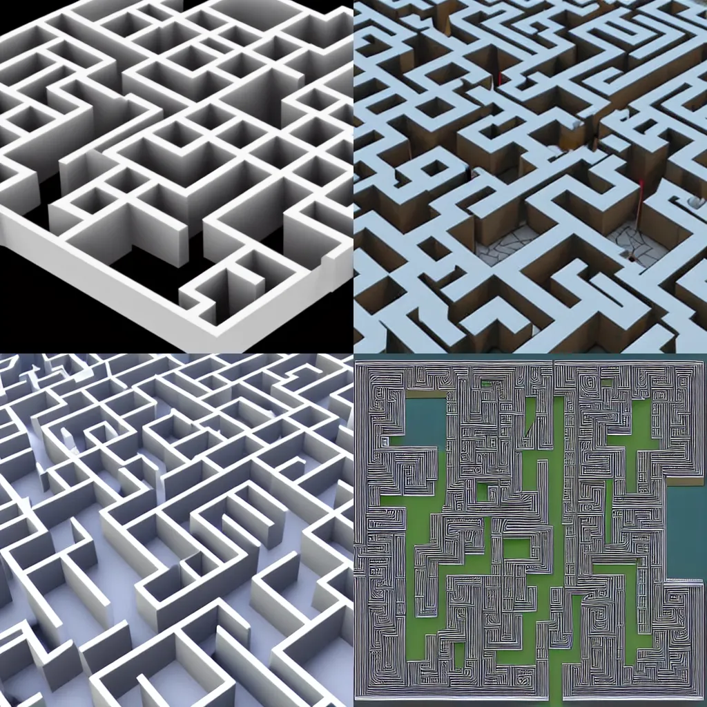 Prompt: 3d maze viewed from above