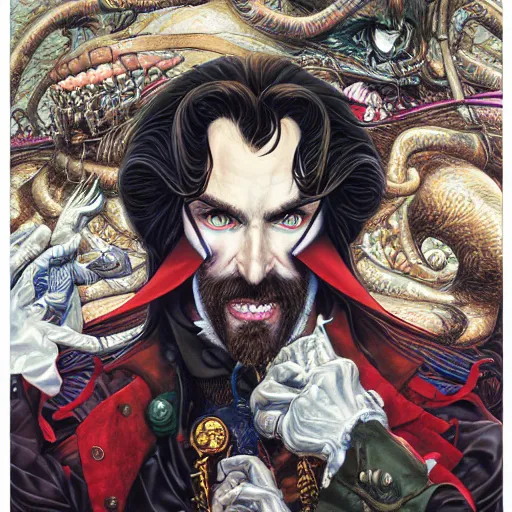 Image similar to portrait of crazy captain hook, symmetrical, hyper detailed, by yoichi hatakenaka, masamune shirow, josan gonzales and dan mumford, ayami kojima, takato yamamoto, barclay shaw, karol bak, yukito kishiro