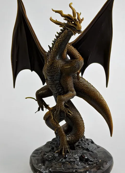 Prompt: 80mm, resin detailed model figure of dragon bronze