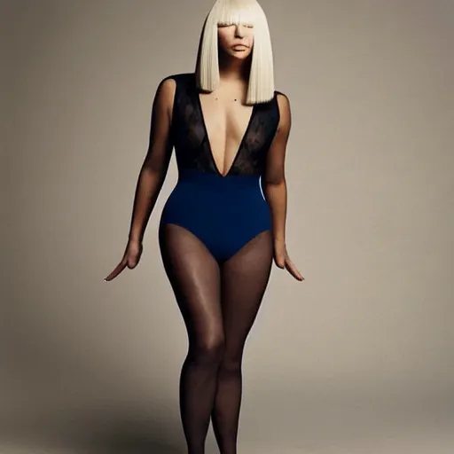 Image similar to sia furler full body photoshoot wearing a leotard