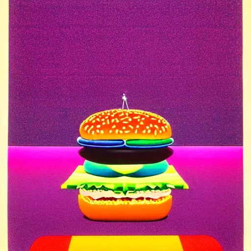 Prompt: burger by shusei nagaoka, kaws, david rudnick, airbrush on canvas, pastell colours, cell shaded, 8 k