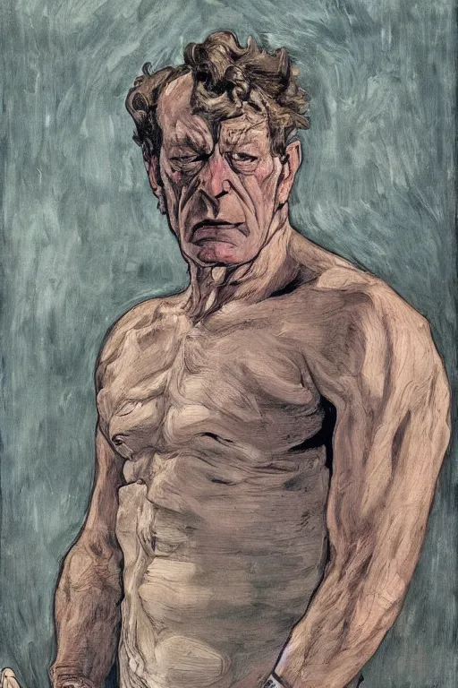 Prompt: Beast (Dr. Henry Philip Hank McCoy) from the X-Men by Lucian Freud