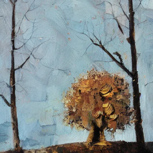 Image similar to viktor orban protecting a tree, oil painting