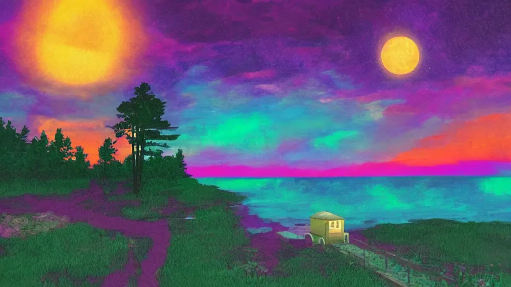 Image similar to cottagecore moody outrun made of mixtures