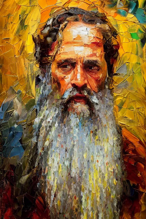 Prompt: highly detailed palette knife oil painting of a historically accurate depiction of the ancient biblical eqgptian prince moses, thoughtful, by Peter Lindbergh, impressionistic brush strokes, painterly brushwork