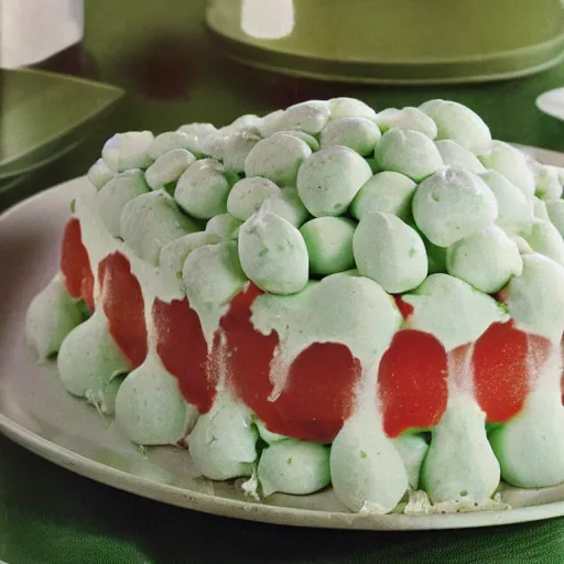 Prompt: color picture of Watergate Salad from 1970's cookbook