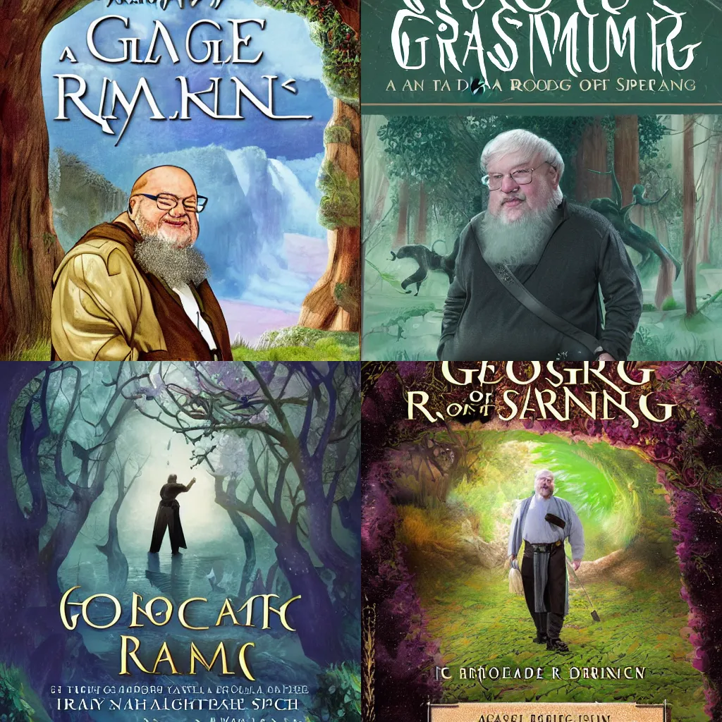 Prompt: fantasy book cover for George R. R. Martin: A Dream of Spring