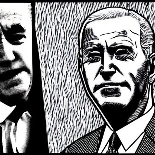 Image similar to Creepy Joe Biden by Junji Ito, horror manga