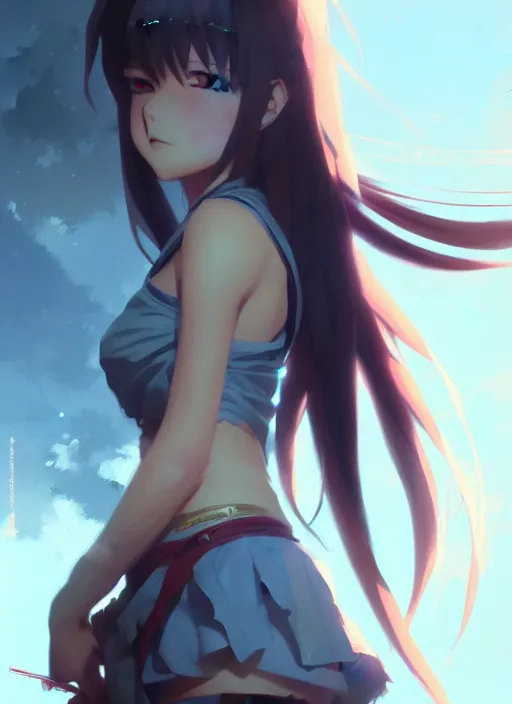 Image similar to detailed illustration of an anime girl by greg rutkowski