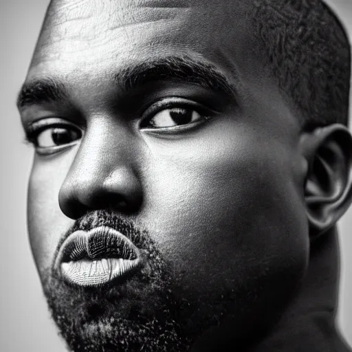 Image similar to the face of young kanye west at 1 5 years old, portrait by julia cameron, chiaroscuro lighting, shallow depth of field, 8 0 mm, f 1. 8