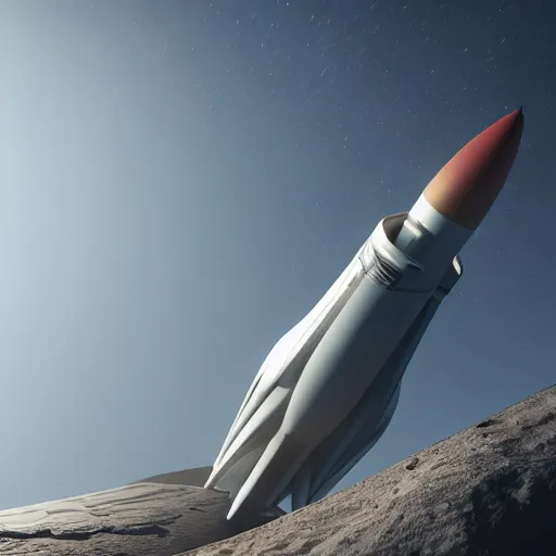 Prompt: futuristic cruise rocket landing on a platform on an asteroid, Unreal Engine 5 render, perfectly detailed