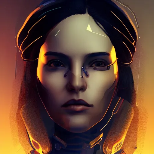 Prompt: a portrait of a sad cyberpunk long black hair women standing in a soft lighting, golden hour, ahestetic, very detailed, super detailed, extremely beautiful,